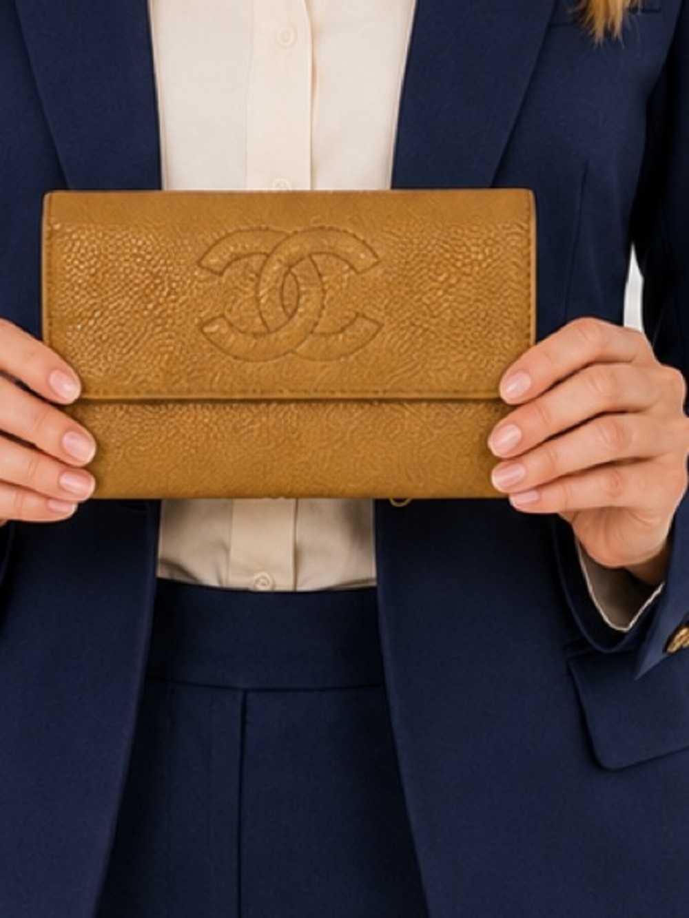 Chanel Tan Leather Clutch